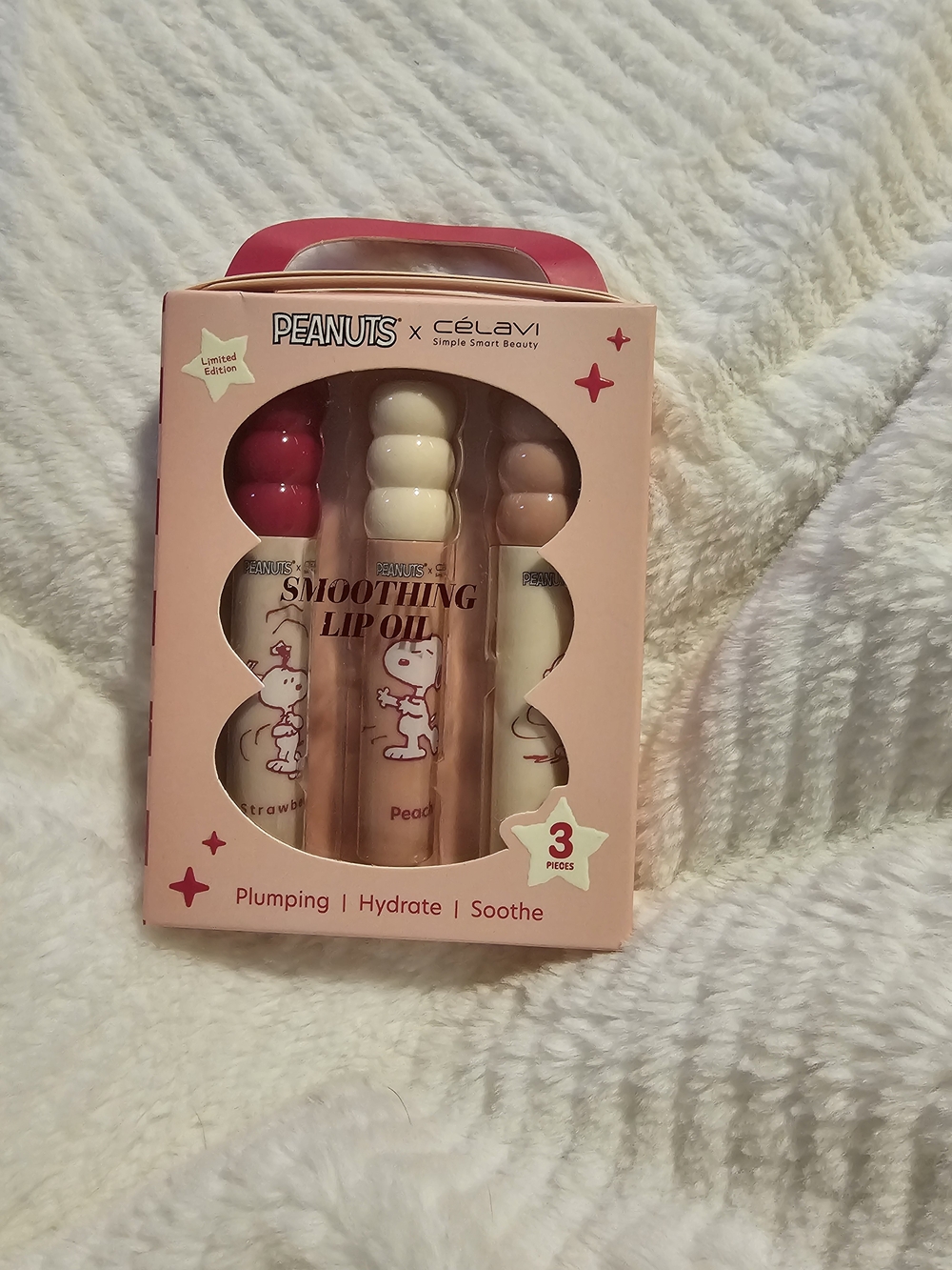 Peanuts x Célavi Smoothing Lip Oil Trio - Pink, Cream, Beige